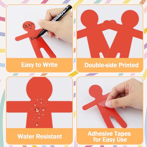 Image of Vuzvuv 48Pcs 5In People Doll Shaped Paper Cutouts with 100Pcs Glue Points for Wall Bulletin Board Decorations, Blank Boys & Girls Cut Out for Classroom, DIY Crafts & Party Banners(Rainbow Color)