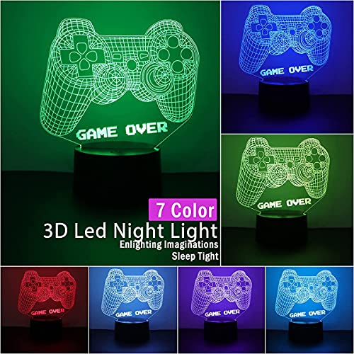 Bparty 3D Video Game Controller Lamp Night Light 3D Illusion Game On Lamp For Kids, 7 Colors Changing With Remote, Kids Bedroom Decor Perfect Christmas Birthday Gifts For Boys Girls #TOP1