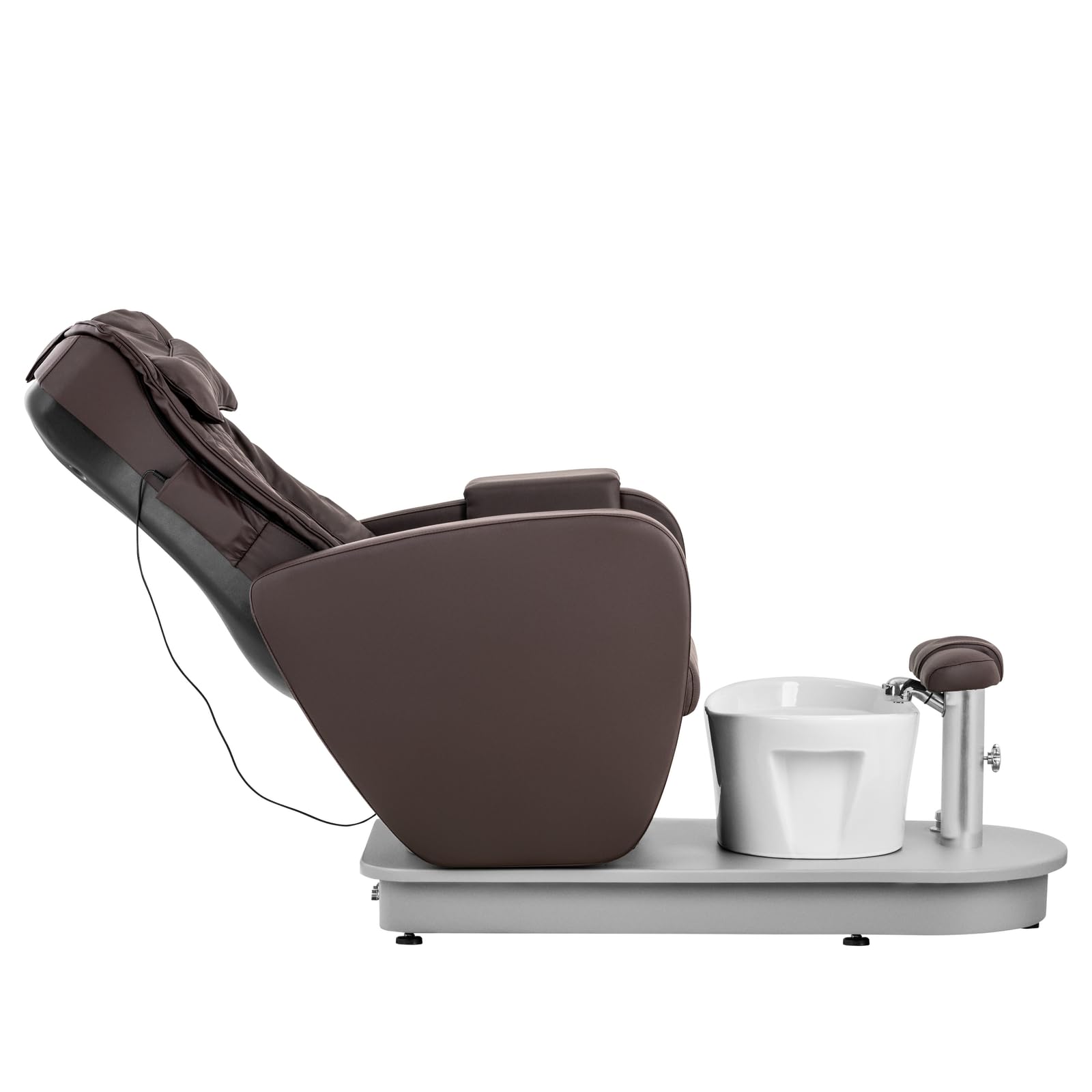 Physa Fußpflegestuhl elektrisch mit Fußwanne und 3 Massagefunktionen 120 W 200 kg braun Kosmetikliege Pedikürestuhl Stuhl für Fußpflege