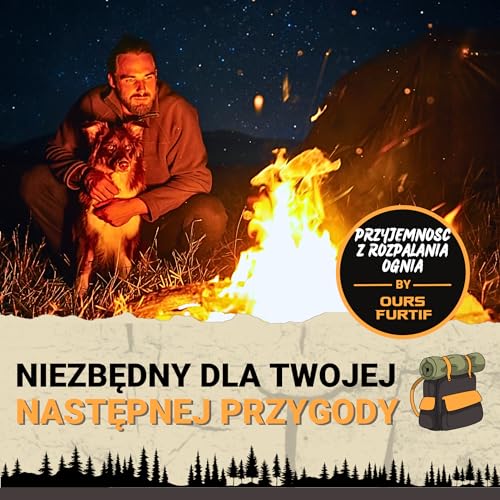 Zestaw Firesteel XXL - Kamień ognisty - 12 mm wysokiej jakości miękki magnezowy pręt - 20 000 zastosowań - Krzesiwo w zestawie + paracorda + kieszeń - Akcesoria kempingowe, Bushcraft, wędrówki