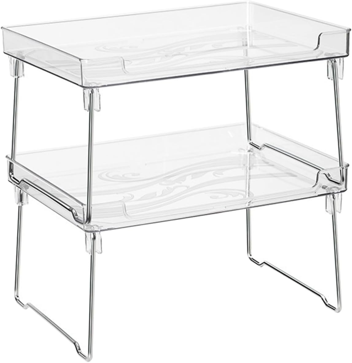 2pcs Spice Rack Organizer, Stackable Countertop Seasoning Shelf Storage for Kitchen and Bathroom Cabinet, Sturdy Foldable Desktop Spice Shelf