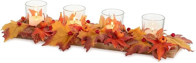 Romadedi Autumn Decoration 40 cm with 4 Glass Tealight Holders