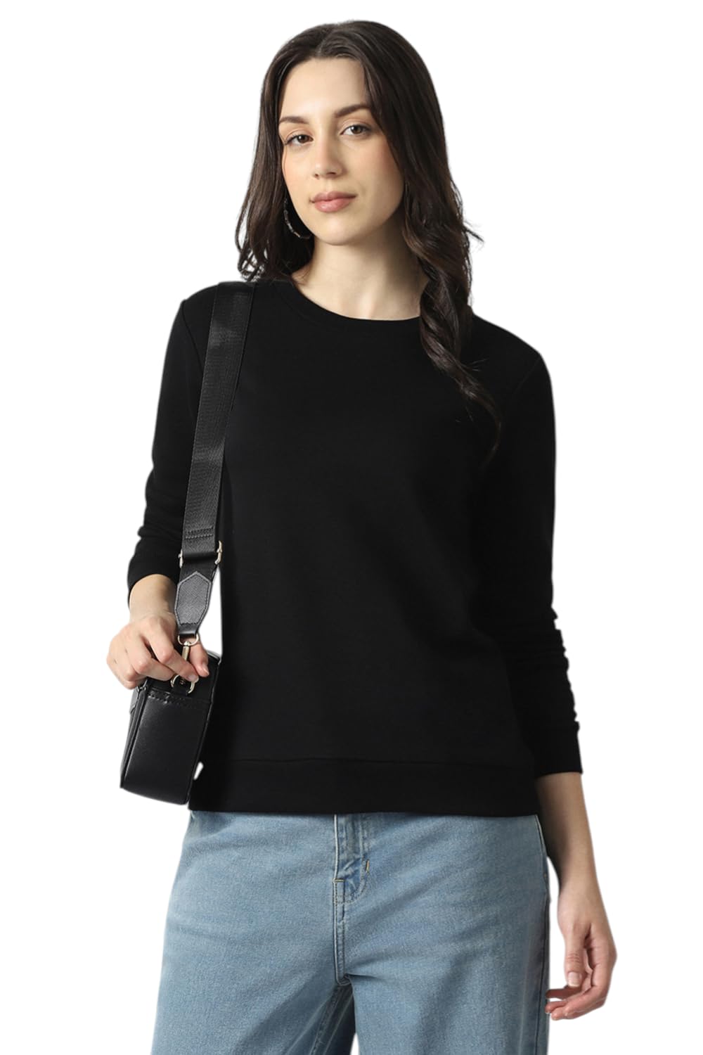 van heusen Women's Round Neck Solid Sweatshirt| Full Sleeve Ribbed Hem Casual winterwear-picture-35