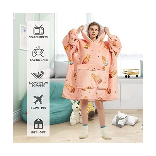 Wenlia Übergroße Hoodie Sweatshirt für Erwachsene, Sherpa Decke Sweatshirt Flanell Hoodies Giant Plüsch Pullover Decke… – Bild 8