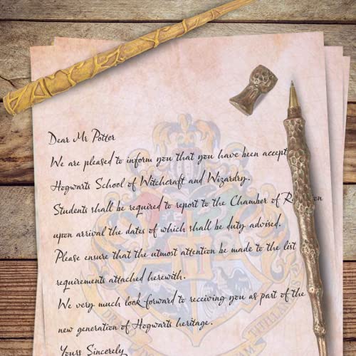 Harry Potter Schreibset, Enthält Briefmarken, Umschläge und A4-Papier, Hogwarts Briefpapier Set, Geschenk für Kinder und Jugendliche