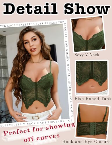 Image of Avidlove Lace Bralettes for Women Y2k Camisole Lingerie Adjustable Strap Crop Top
