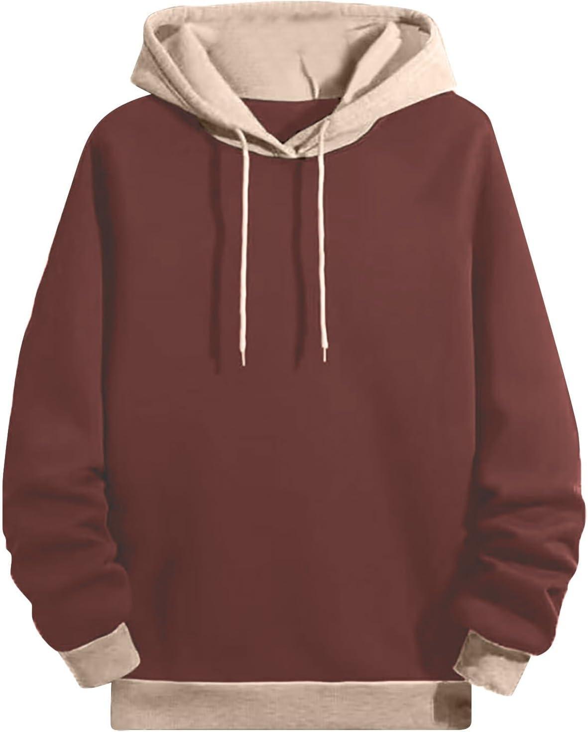 Lightweight Hoodies For Men Long Sleeve Solid Pullover Sweatshirts Regular-Fit Baggy Clothes With Pocket For Walking Outdoor