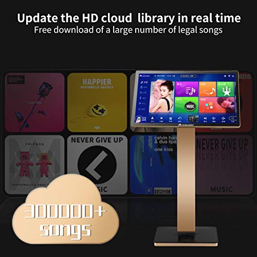 Karaoke Machine, 22 inch Touch Screen YouTube Song, Cloud Song Update, Real-time Score, Wireless Mic KTV System fit for Bar Home Party, 4T - Thumbnail 3