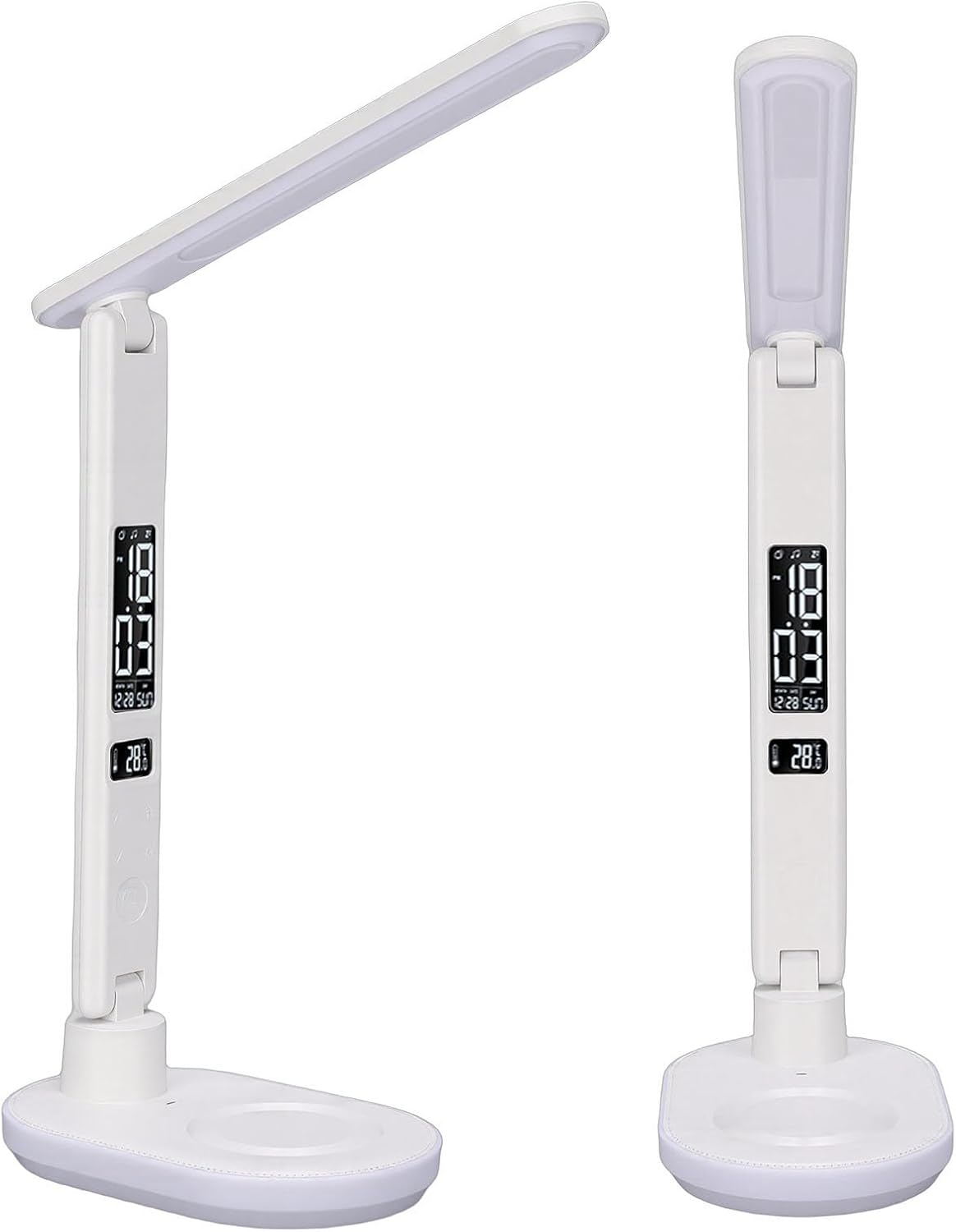 Pssopp Folding Desk Lamp, Desk Lamps 3 Modes 5 Brightness Dimmable Rechargable LED Desktop Lamp with 10W Wireless Charging for Reading Folding, Multi Adjustable Angle LED