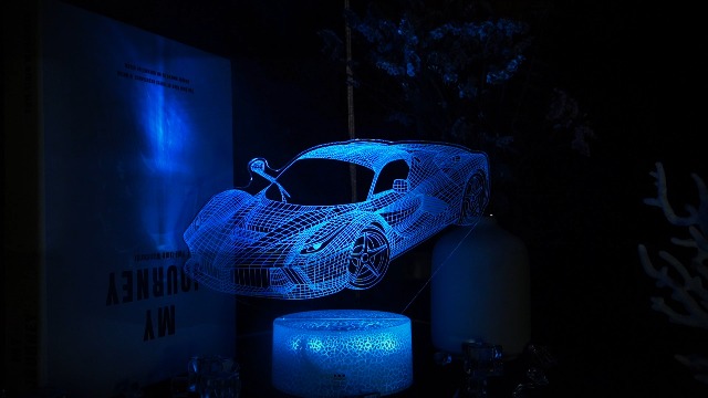 Image of Car Gifts for Men, Racing Vehicle Night Light with Remote Control, 16 Colors Changing, Timer, RGB Flashing Mode and Dimmable, Cool Gifts for Boys Christmas Decor