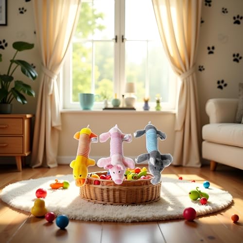 Juguete mordible para perros de peluche amarillo con sonido miniatura 6