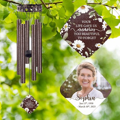 Image of ASTARIN Personalized Memorial Wind Chimes, Customized Wind Chime for Loss of Loved One /Mother /Father, Wind Chimes for Outside Garden Decoration, Sympathy Gifts for Women /Man
