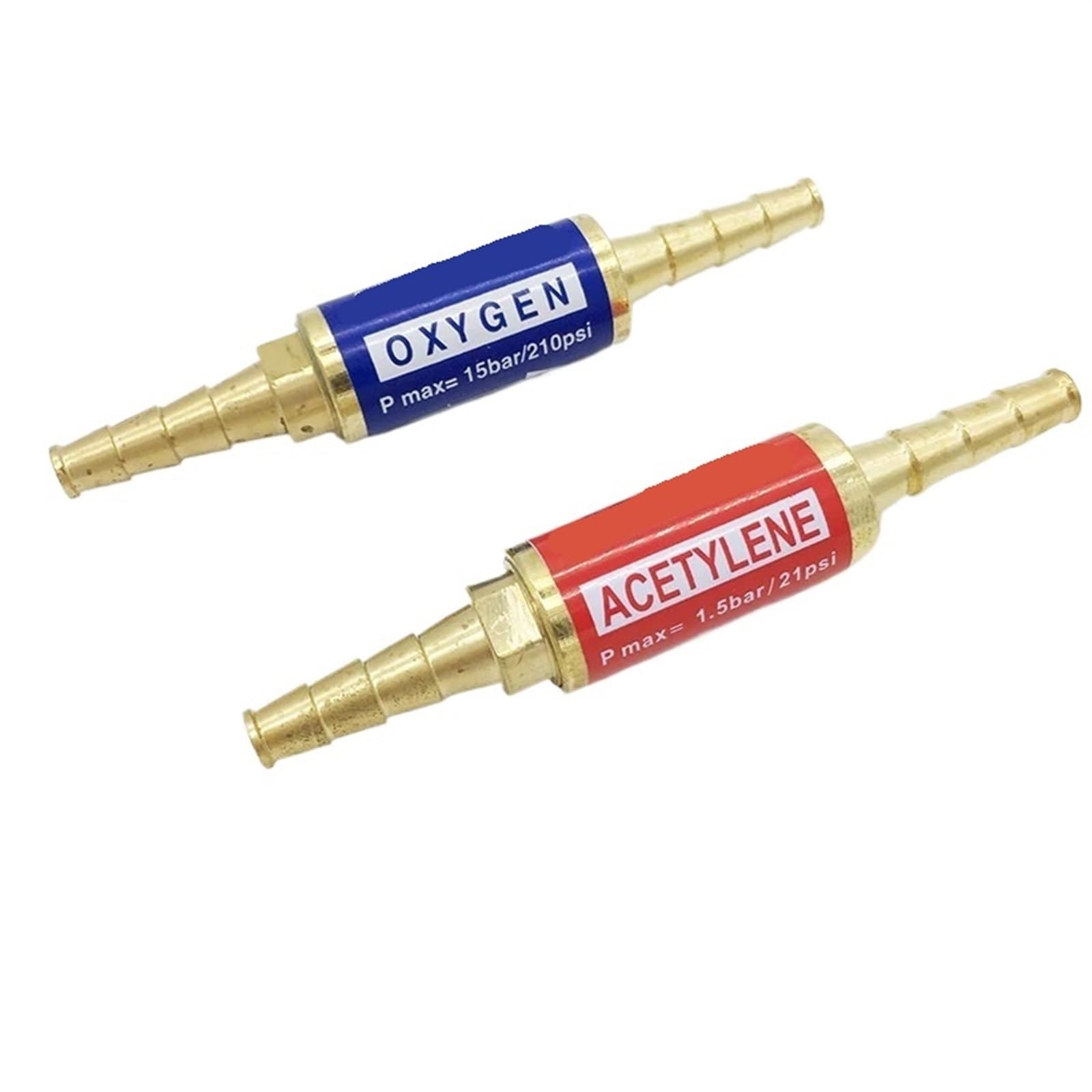 1pair Professional Oxygen Acetylene Flashback Arrestor Check Valve Flame Buster for Pressure Reducer Regulator Hose Tube