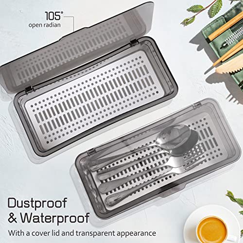 Cabilock Utensil Tray with Lid and Drain Rack, Dust-Proof Chopsticks Storage Boxes, Tableware Organizer Kitchen Cutlery Container Holder for Drawer, Table, Countertops, Cabinets by Cabilock - Image 5