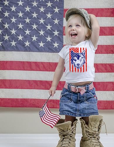 Image of Toddler Boys 4th of July Shirts Kids American Flag T-Shirt Girls Patriotic Short Sleeve Tees Cotton Top Clothes 1-7T