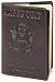 Shvigel US Leather Passport Book Cover - Thin American Travel Passport Holder - Premium International USA Passport Protector Case for Women Men (Glossy Brown)