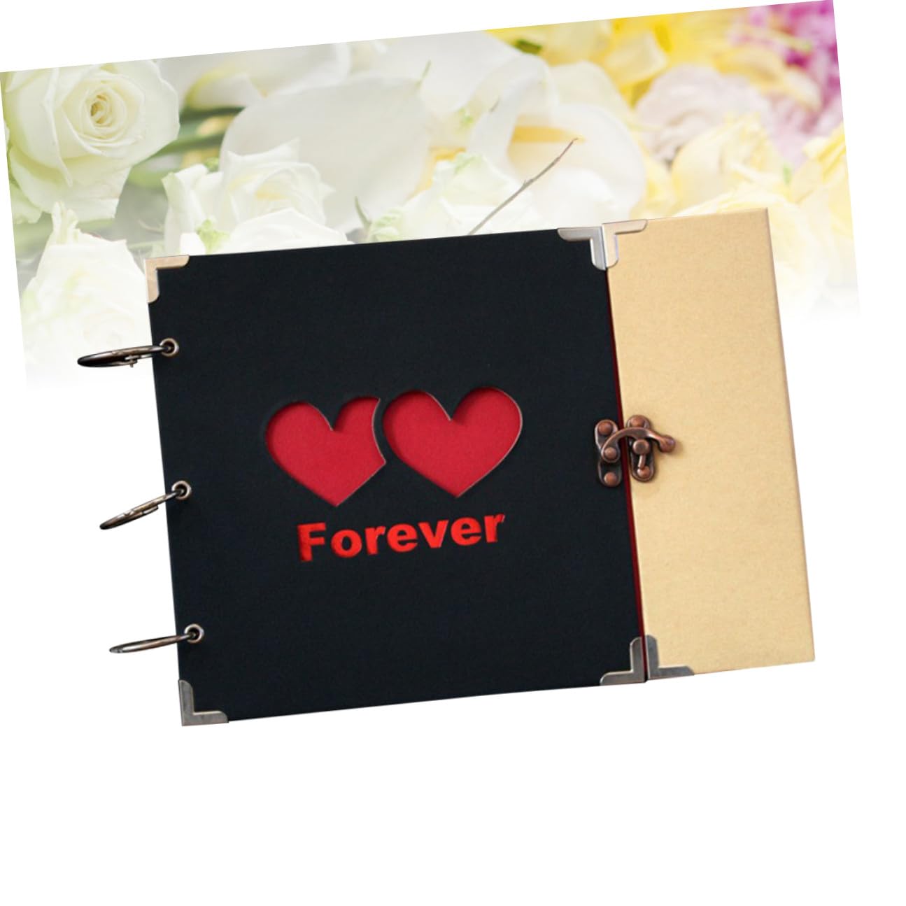 NOLITOY 10 Zoll Selbstgemacht Scrapbook Fotoalbum aus Eisen Herzmotiv Design Loses Erinnerungsalbum zum Selbstgestalten Geschenk für Jubiläum und Valentinstag