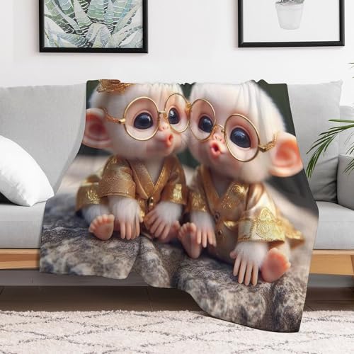 Couverture Singe Mignon Chaude et Légère Idéale pour Voyager en Famille