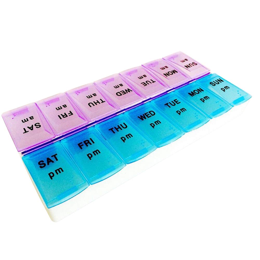 super1798 Weekly 7 Days 2 Times a Day Medicine Pill Storage Case Organizer Box Container