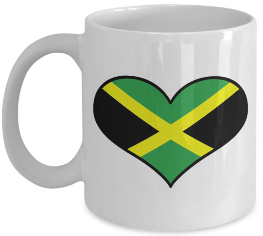 Shaniztoons White I Love Heart Jamaica Flag Design Gift Mug