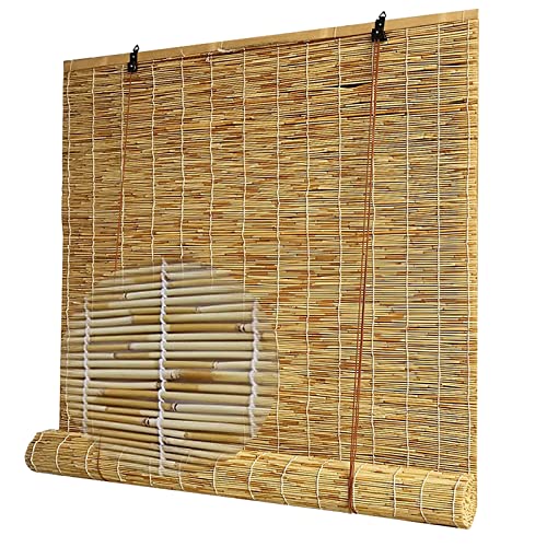 Bamboe oprolbare jaloezieën - patio rolluiken voor buiten, waterdicht en UV-bestendig, natuurlijke tinten, 70% lichtfiltering. Afmetingen: B 150 x H250 cm Eco-vriendelijke decoratie