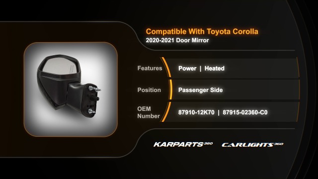 Amazon.com: For Toyota Corolla 2020 2021 2022 Door Mirror Assembly