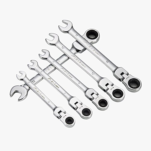 Tourwin Flexibele Draaibare Hoofd Ratchet Combinatie Spanner Moersleutel Garage Metrisch Tool 6 stks een Set 6mm-12mm