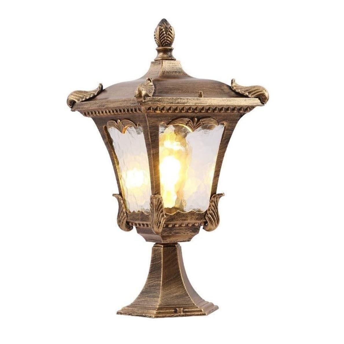 AZHKJKZH Post Cap Lights Waterproof Outdoor Pillar Lamp Aluminum GlassPost Lights Europe Fence Courtyard E27 Column Chapiter Villa Light Outdoor Garden(Black,17 * 36cm)