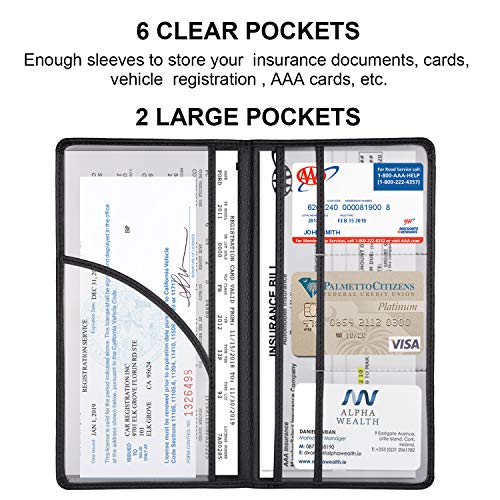 Cacturism Car Registration And Insurance Holder, Vehicle Glove Box Car Organizer Men Women Wallet Accessories Case With Magnetic Shut For Cards, Essential Document, Driver License, Black #TOP3