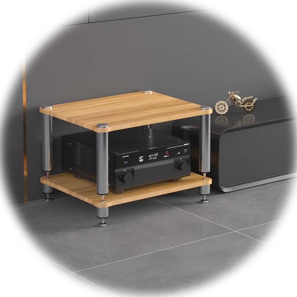 KLerDH Media Racks, HiFi Rack 2 3 4 Tier AV Media Stand Wood Shelf, Audio Tower(Walnut,2 Tier (60x48x40cm))