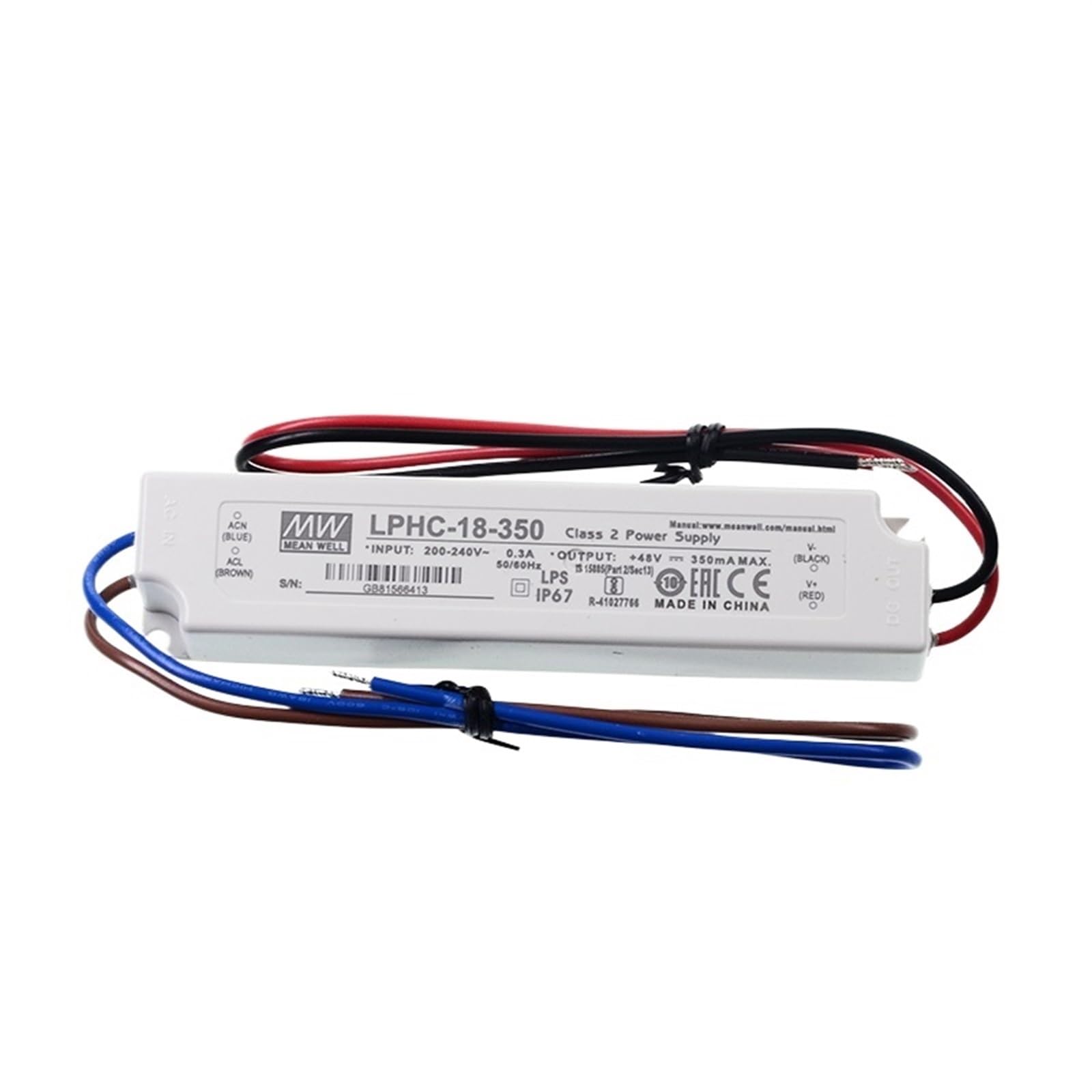FCARUMIQP LPHC-18-350 LED Driver Input 220V AC To 6~48V DC 350mA 16.8W Waterproof IP67 Switching Power Supply