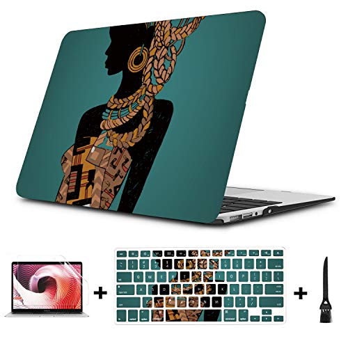 MacBook Air 13 Case Art Colorful Africa Beauty Girl Plastic Hard Shell Compatible Mac Air 11" Pro 13" 15" MacBook Air 2018 Case Protection for MacBook 2016-2019 Version