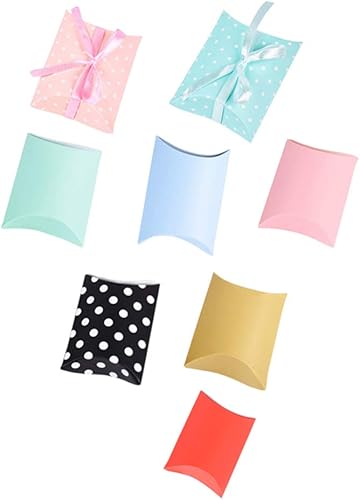 Miniatura 3 de AKOAK 50 cajas de almohada creativas de punto ondulado para boda, caja de regalo de dulces, adecuada para bodas, cumpleaños y Navidad (azul claro)