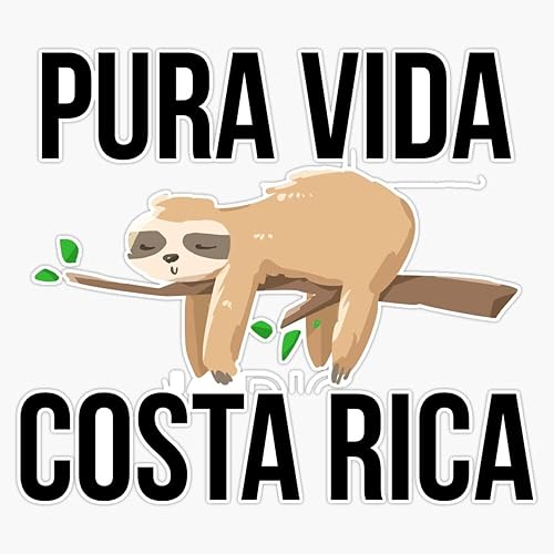 Pura Vida Costa Rica - Adhesivo de vinilo impermeable para amantes de los perezosos de Costa Rica, calcomanía de vinilo impermeable para laptop y