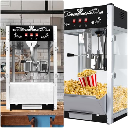 Image of 16 Oz Commercial Popcorn Machine, Countertop Pop Corn Maker for 80 Cups per Batch, Bar Style Popcorn Popper with Scoop, Oil Spoon & Popcorn Cups, Movie Night Supplies, Black