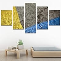 SIGNWIN 5 Panel Canvas Wall Art Modern Art Abstract Closeup Geometric Lights Mixed Media Modern Multicolor for Home Decorations Ready to Hang - 60
