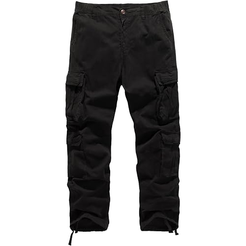 Mens Cargo Pants camo | casual hiking multi pocket stretch cotton relaxed fit elastic waist