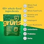 Gruns Adults Super Greens Gummies, Multivitamin Superfood Gummy Bears, Spirulina, Chlorella, Prebiotics & Fiber Gummies for Digestive Health, Adaptogens Supplement, 20 Vitamins & Minerals, 10 Count - Image 2