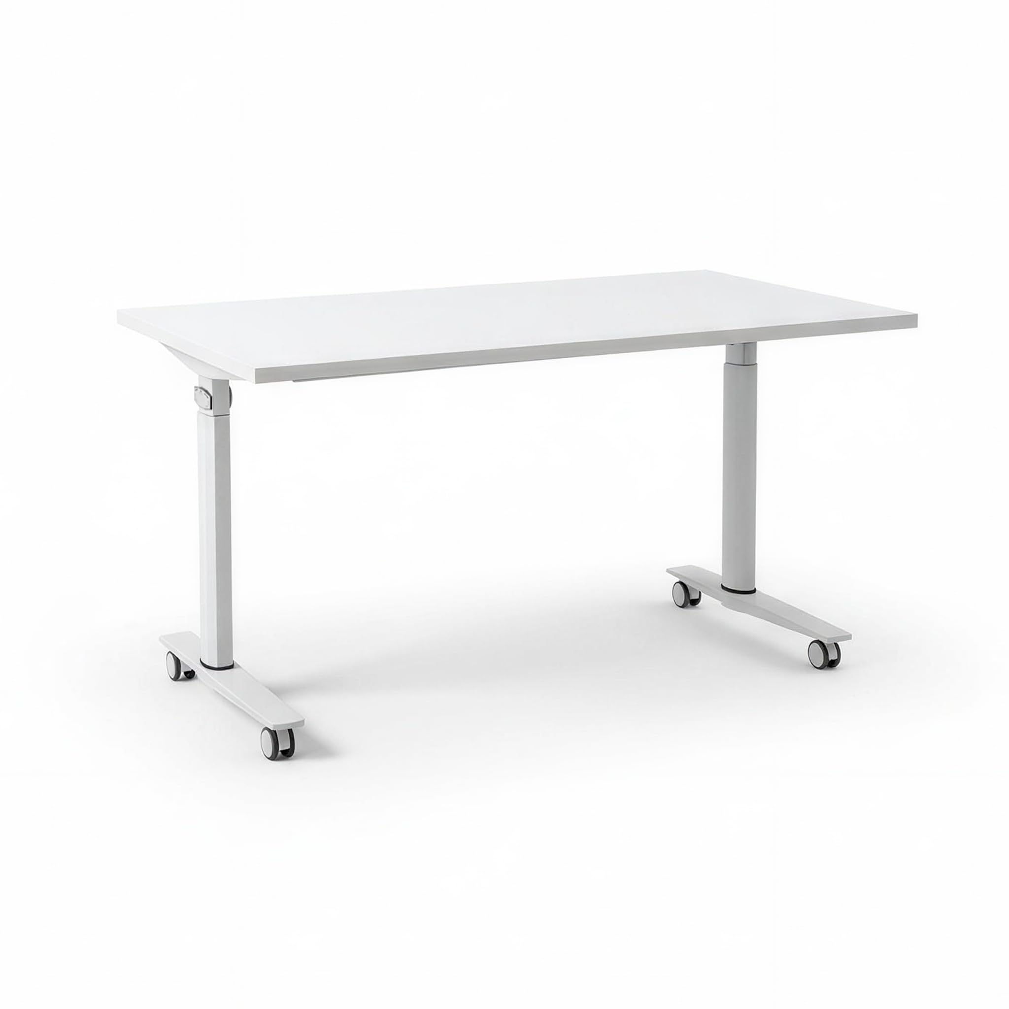 Spacio FlexiMove Mesa Plegable y Volteable de Oficina con Ruedas Escritorio abatible Profesional (Blanco, 140x60cm)