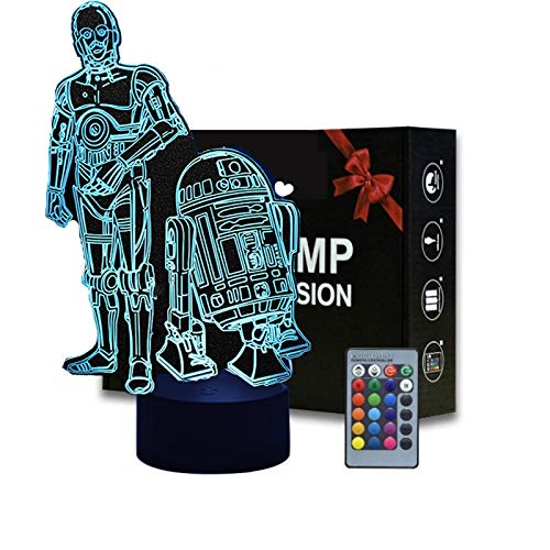 3D ilusión estrella guerra noche luz anime lámpara de mesa con control...