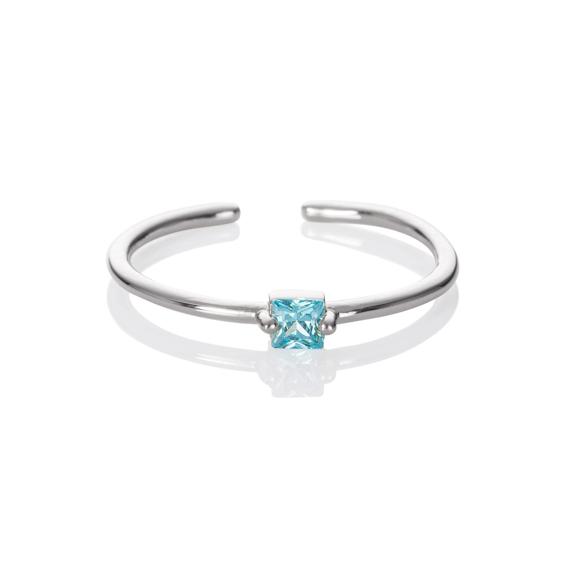 namana Anillo Delgado para Mujer y Niña con une Piedra de Circonita Cúbica de Color, Anillo Simple con Piedra de Circonita Cúbica Cuadrada de Color, Anillos Ajustables para Mujer y Adolescente