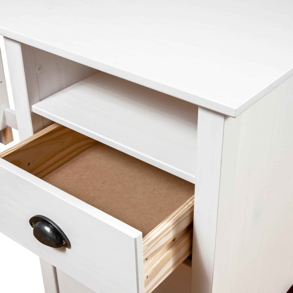 Schreibtisch Hill aus massivem Kiefernholz mit 3 Schubladen und Ablage 120x50x74 cm, platzsparend für Büro, Arbeitszimmer und Kinderzimmer, mit Bechergriffen für Ordnung