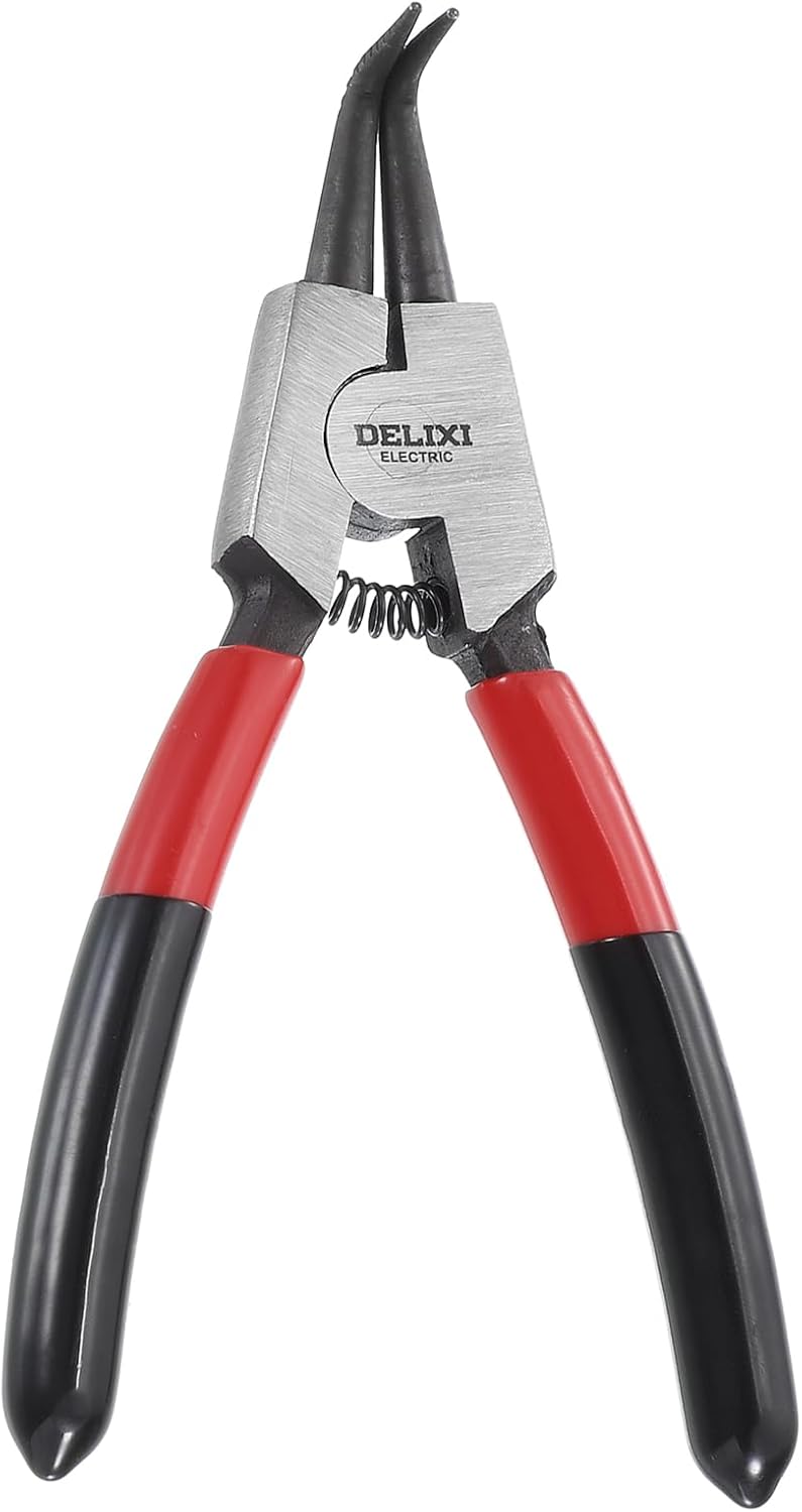 HARFINGTON Snap Ring Plier 5" CR-V External Circlip Pliers with 0.06" Bent Jaw Tip for Ring Remove Retaining Pliers