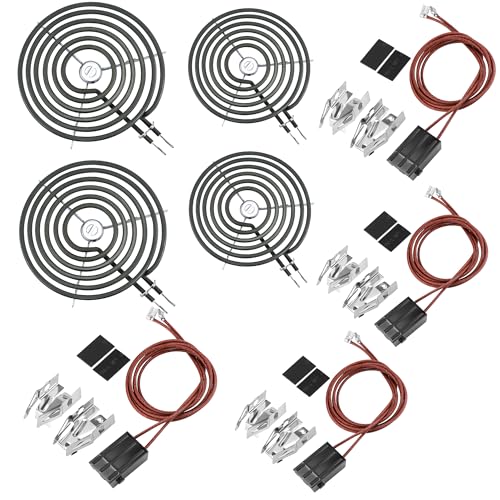 WB17T10006 Terminal Block Kit&Electric Stove Burner Element Replacement 2*WB30M1(6) 2*WB30M2(8)-4Packs Set Compatible for GE HotPoint Kenmore Range/Stove by MIFLUS