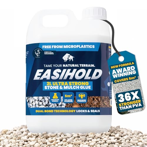 Vuba Easihold 2L Gravel Binder Rock Stone Adhesive & Mulch Glue Dual Bond Tech Ready-to-Use Pea Gravel & Bark Stabiliser for Landscaping Paths Patios & Borders 5m Coverage 3-Year Protection