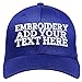 Custom Baseball Cap with Your Text Embroidered Hats Your Own Text Curved Embroidery Adjustable Men Women Blue
