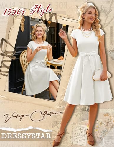 Image of Dressystar Women's Vintage 1950s A Line Cap Sleeve Cocktail Party Dress