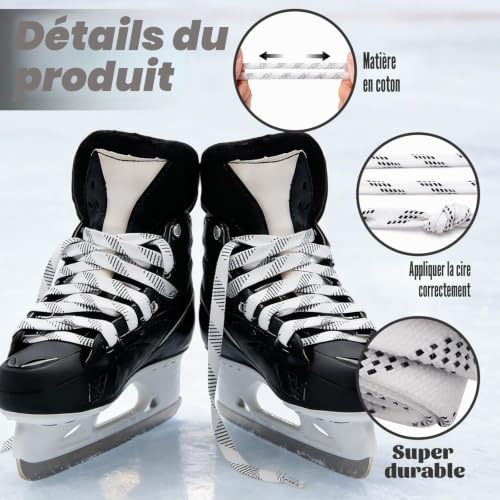 WiDream 1 Paire Lacets Cirés pour Patins de Hockey, Lacets de Hockey Cirés Étroitement Tissés, Lacets Professionnel Durable Anti-de Patinage, Lacet Patin Hockey pour Le Sport,Le Ski,Le Hockey(244cm) – vue 4