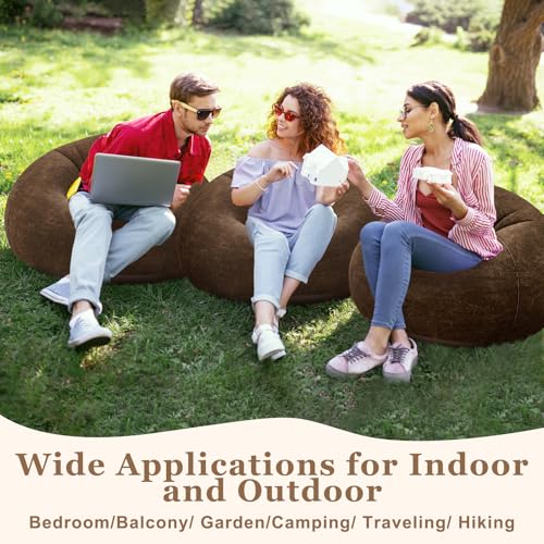 Image of Realspring Inflatable Bean Bag Chairs Outdoor Blow up Camping Chairs Inflatable Lazy Sofa Folding Portable Bean Bag Loungers Couch for Movie Night(Dark Coffee,4 Pcs)