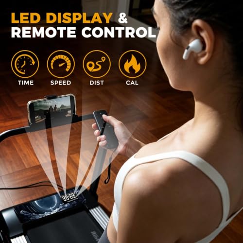 Image of Walking Treadmil with Incline - 2.5HP Portable Treadmill for Home Office, Compact Running Walking Machine with Remote Control, LED Display, Quiet Walking Machine, 265LB Capacity